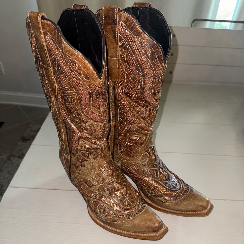 JB Dillon Reserve western boots with sequin inlay 9.5